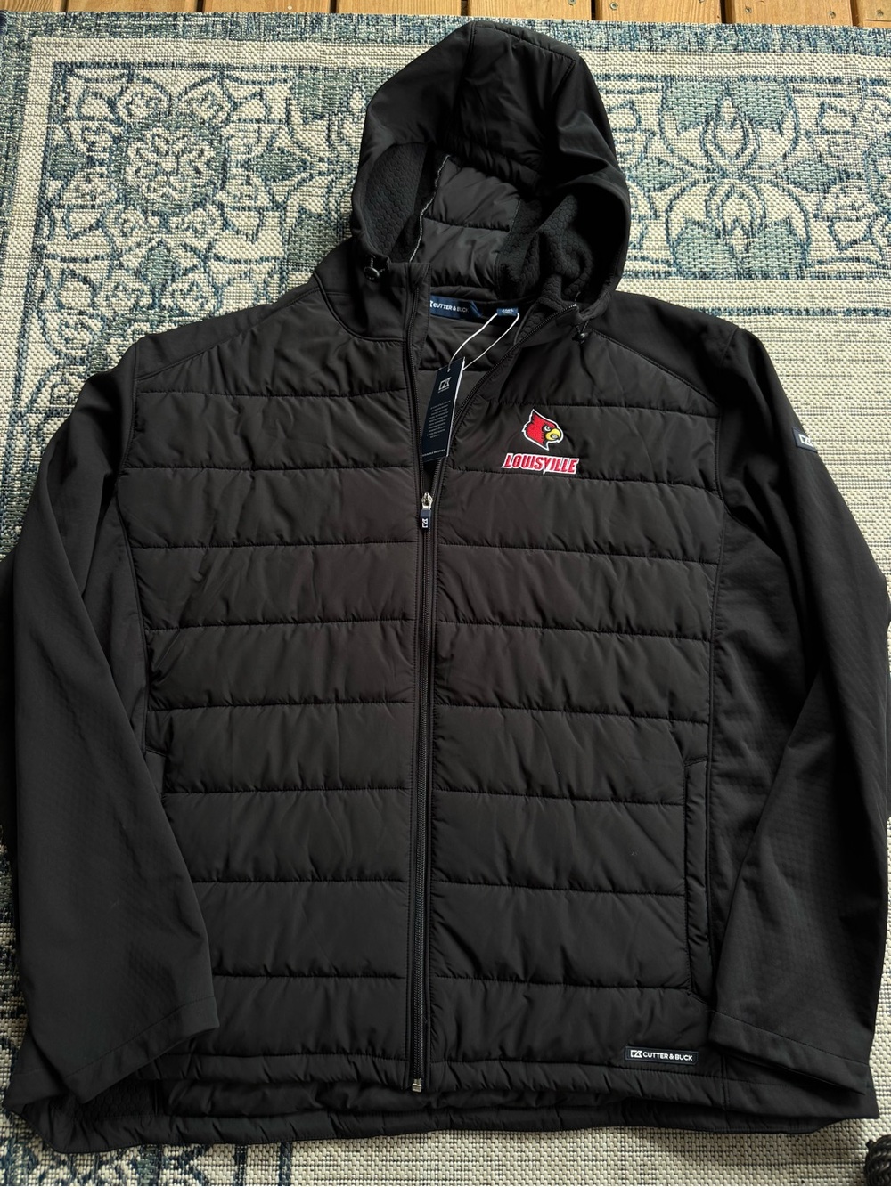 Louisville Cardinals Jacket Mens XXL Cutter & Buck Evoke Eco Hybrid Hooded